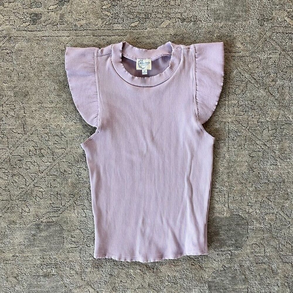 Francesca's Ribbed Tank Lavender Purple Top Mock Neck Women Size S/M